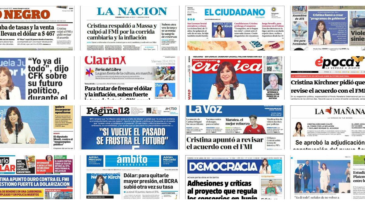Tapas: así mostraron los diarios argentinos el acto de Cristina Kirchner, el día después