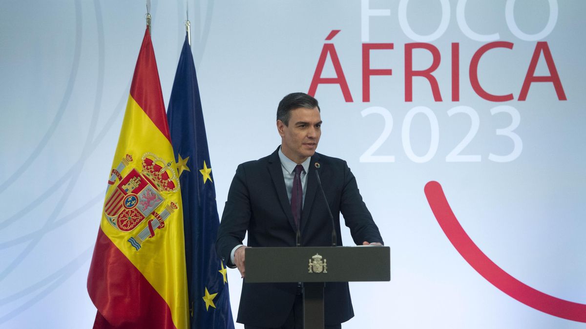 El presidente del Gobierno, Pedro Sánchez, interviene durante la presentación del plan estratégico Foco África 2023