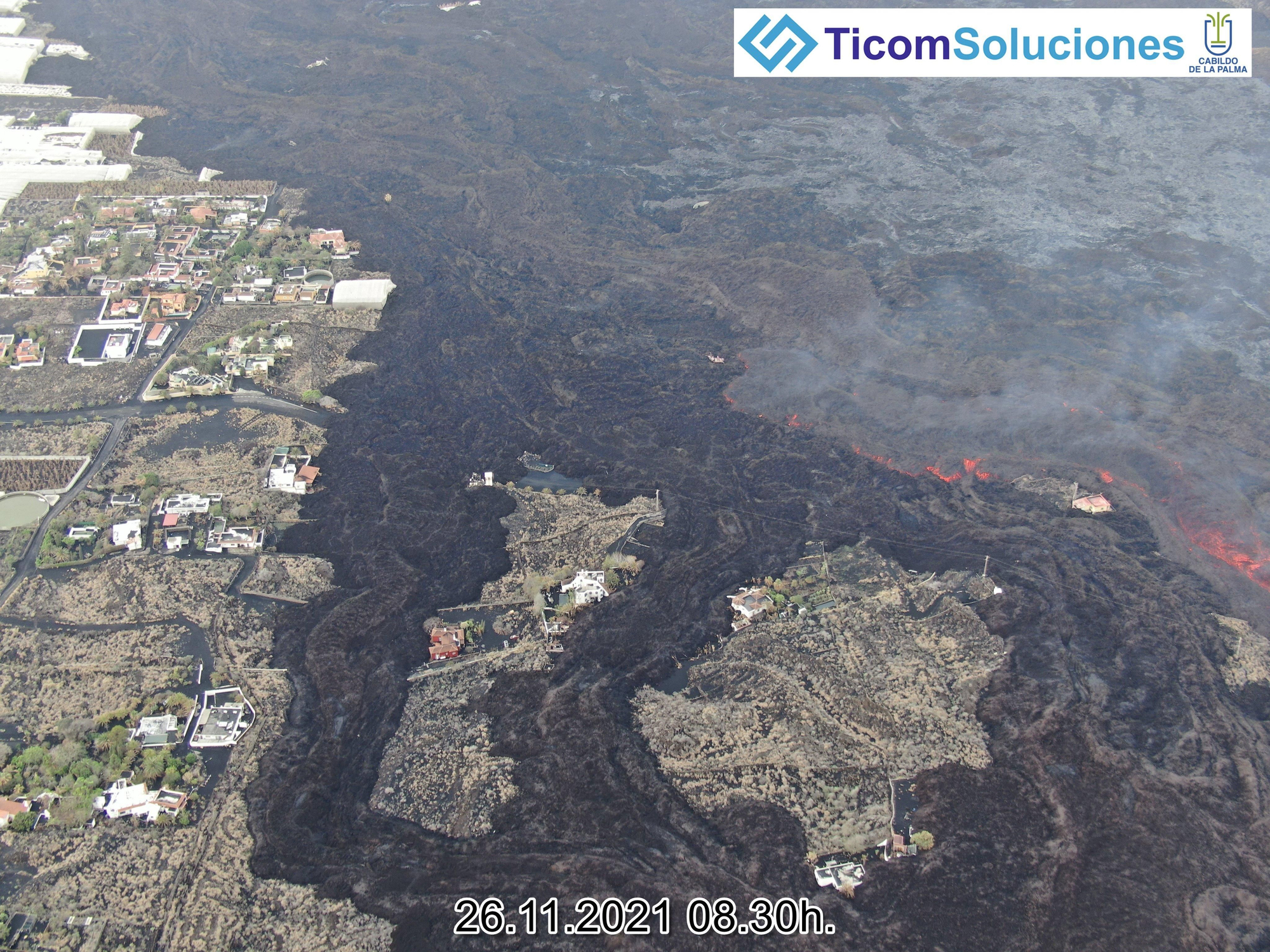 Otra imagen de las coladas lávicas del volcán de La Palma, este viernes.