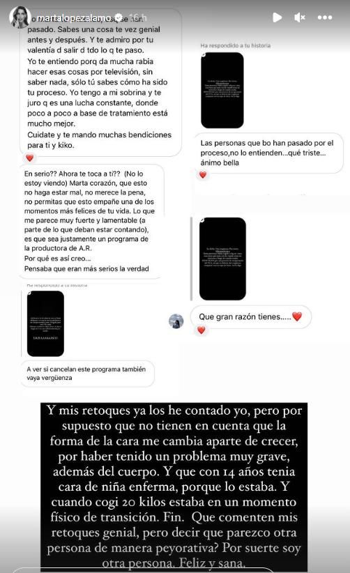 Los mensajes de Marta López Álamo sobre 'Fiesta'