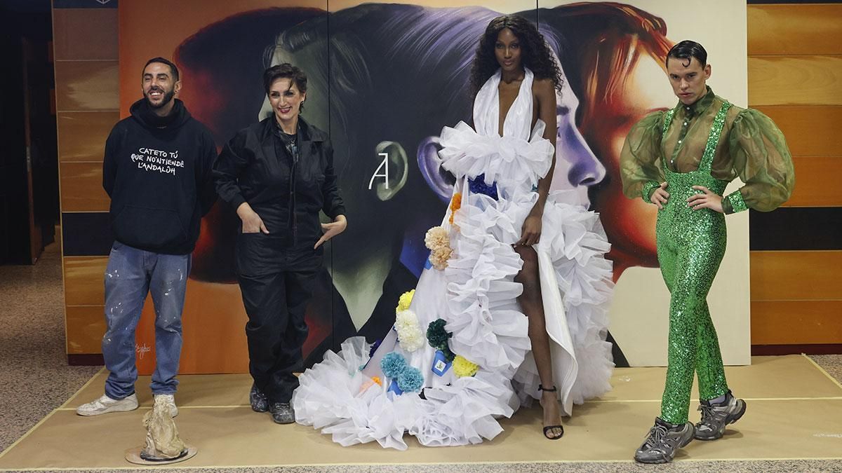 Sake in, Eva Vega junto a José Perea y la modelo que porta el diseño realizado