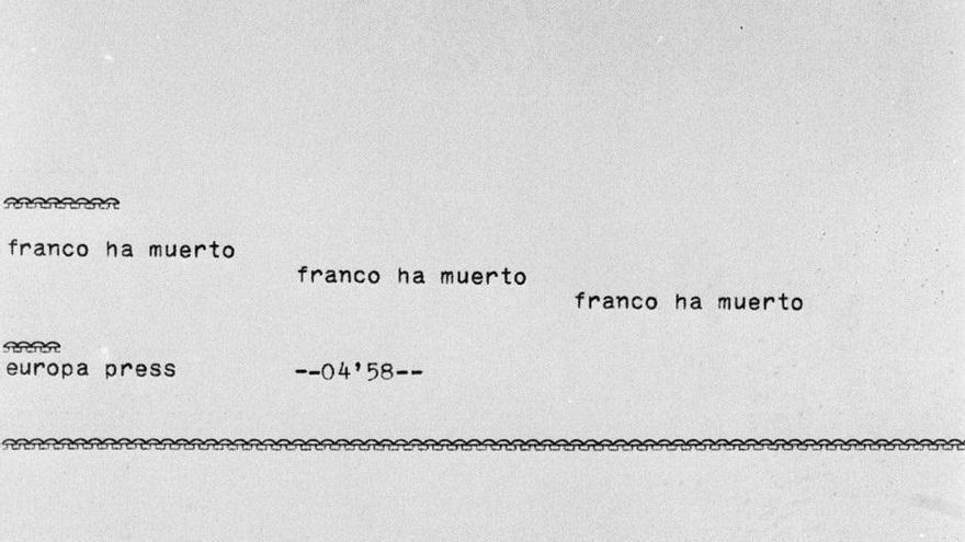 El histórico teletipo que Europa Press distribuyó a sus abonados a las 04.58 del 20 de noviembre de 1975