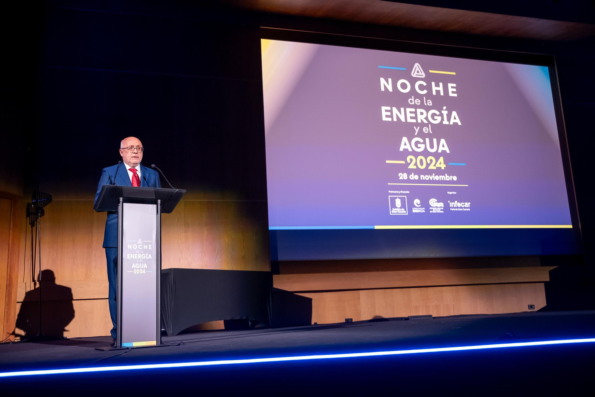El presidente del Cabildo de Gran Canaria, Antonio Morales durante su discurso en la Noche de la Energía y el Agua 