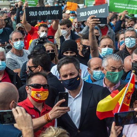 Concentración convocada por Vox en Lanzarote, en la que participa el presidente de esa formación, Santiago Abascal, contra lo que considera "una invasión migratoria en Canarias".