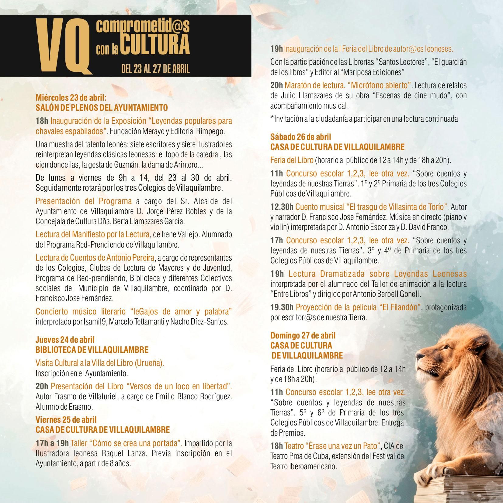 Programa de la Feria del Libro de Villaquilambre.