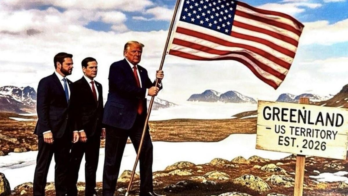 Trump publicó una imagen suya "plantando" la bandera de EE.UU. en Groenlandia