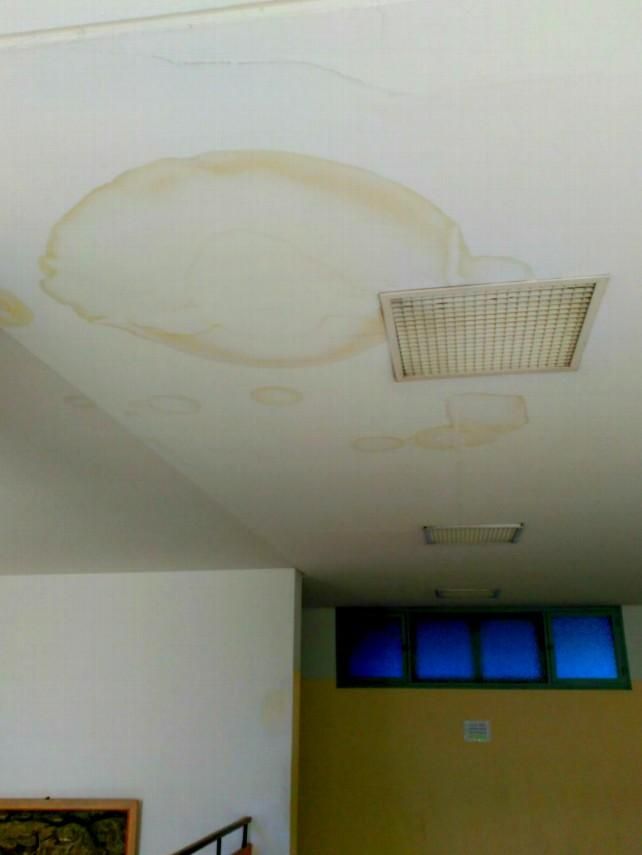 Manchas en los pasillos del último piso del Conservatorio de Música de Santa Nonia.