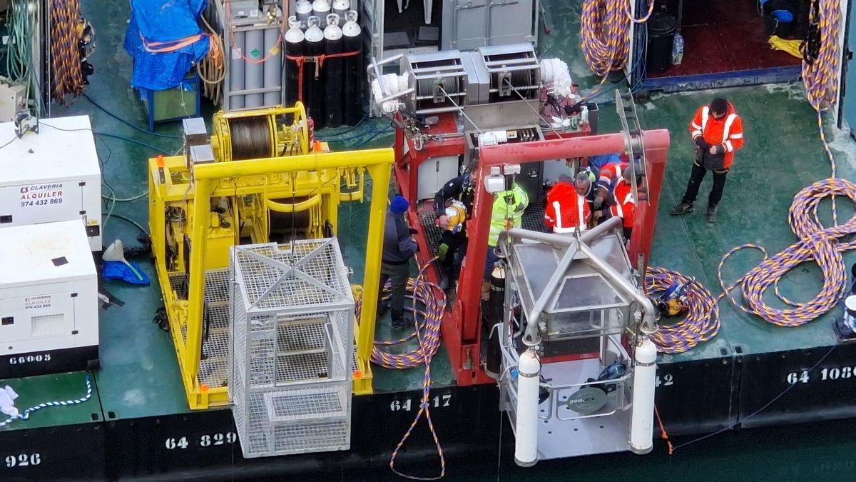 Los buzos que realizan la inmersión