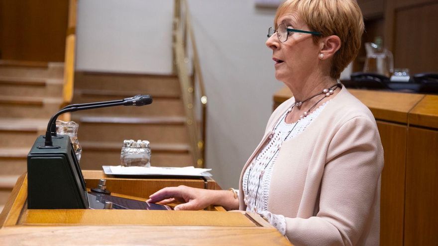 La consejera Arantxa Tapia durante su intervención en el Pleno.