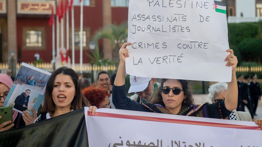 Protestan en Rabat contra el bombardeo israelí a un campo de refugiados en Gaza