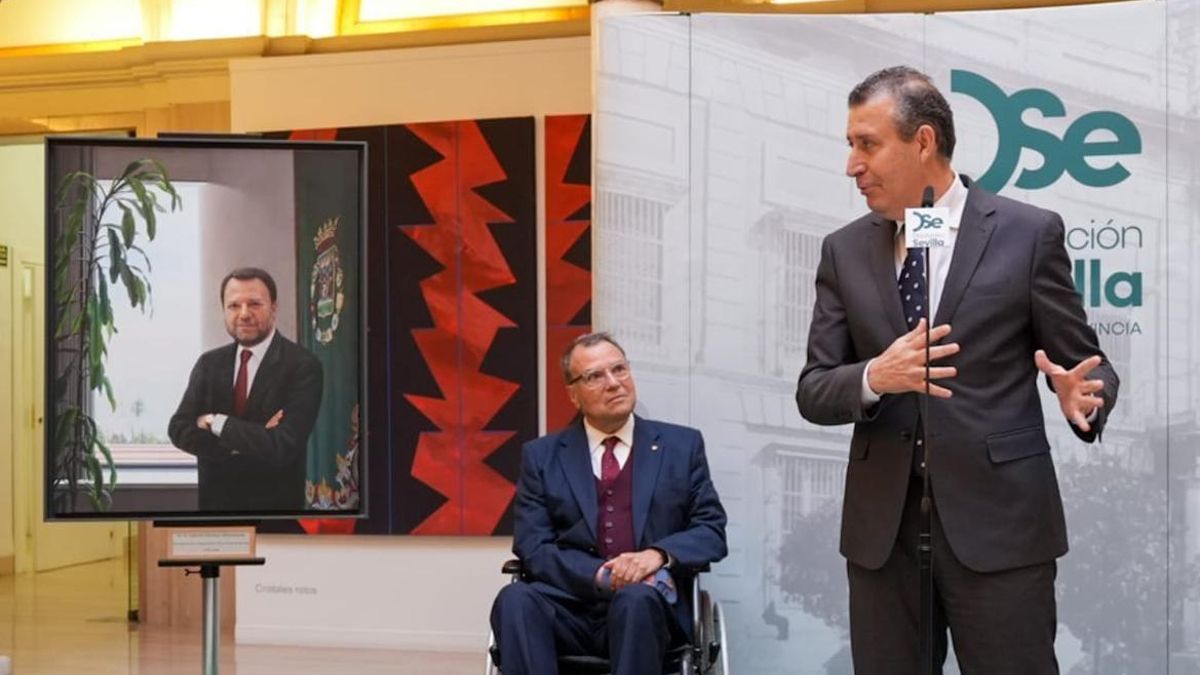 El cuadro de Monteseirín, en la Galería de Retratos de Presidentes Democráticos de la Diputación.