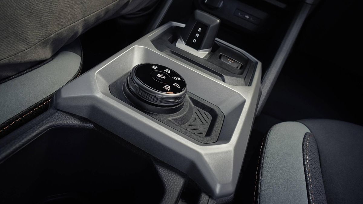 Detalle del selector de modos de conducción en la versión de tracción total.