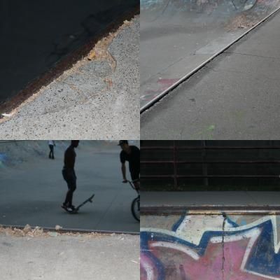 Grietas y agujeros en diferentes zonas del Skatepark.