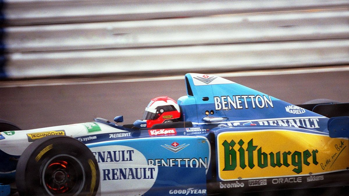 Johnny Herbert en el Gran Premio de Gran Bretaña de 1995, en Silverstone, cuando era piloto de Bennetton