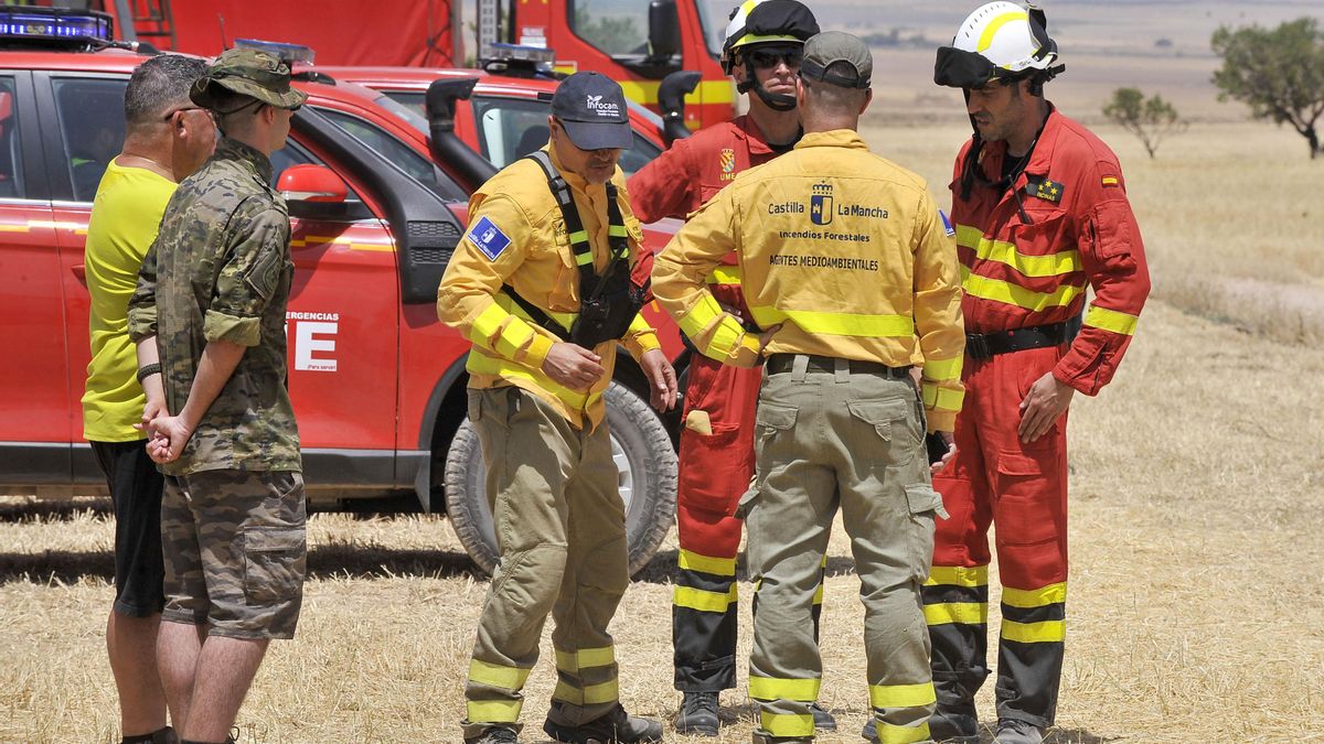 Agentes medioambientales y efectivos de la Unidad Militar de Emergencias.