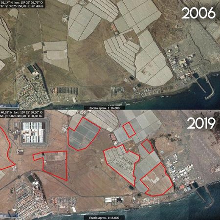 Abandono de los invernaderos y construcción de una prisión en los alrededores de Castillo del Romeral de 2006 a 2019.