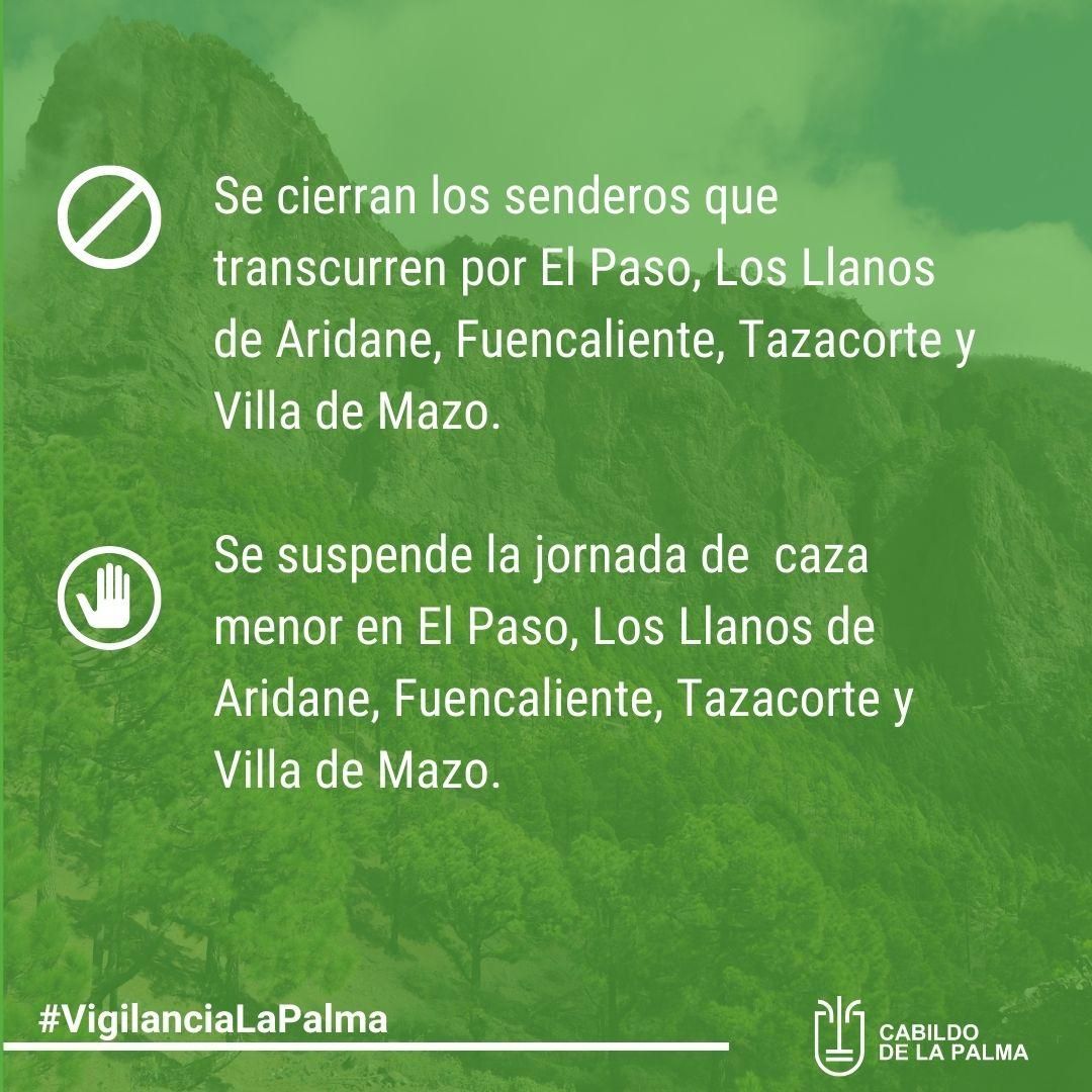 Aviso del Cabildo difundido en sus redes sociales.