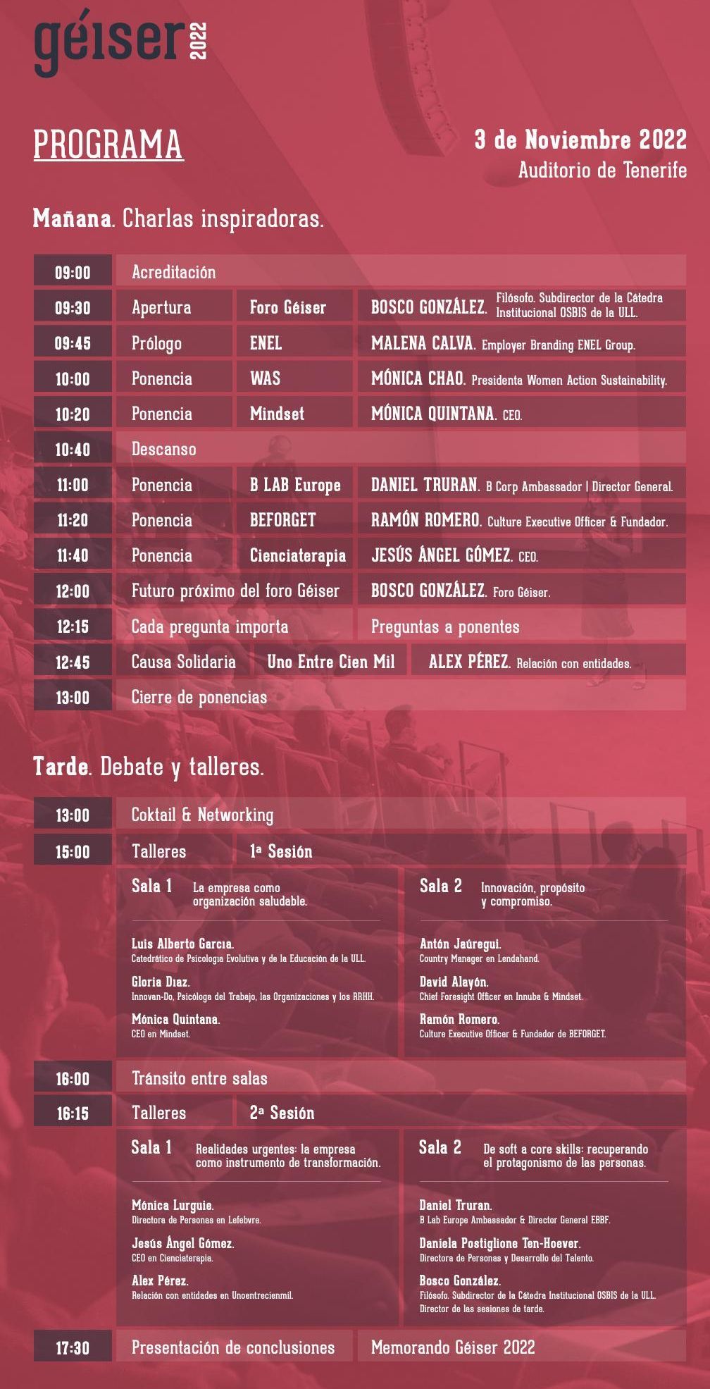 Programa del Géiser 2022