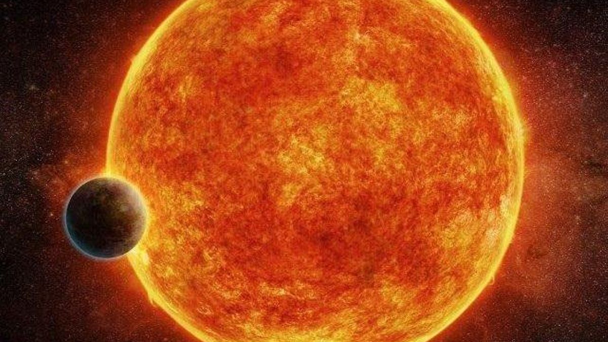 Concepción artística de una supertierra orbitando una estrella enana roja