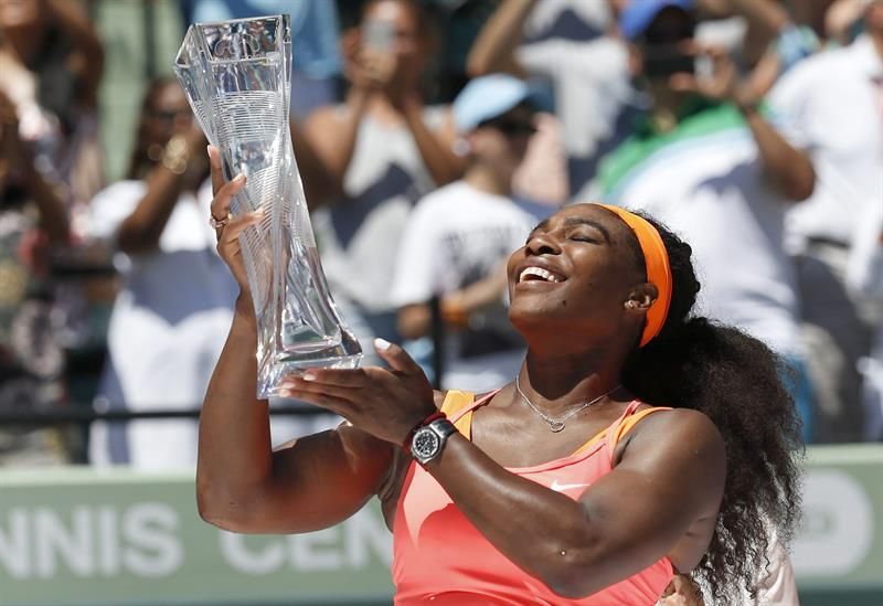 Serena Williams en la final del Abierto de Miami. Foto: EFE/EPA/RHONA WISE