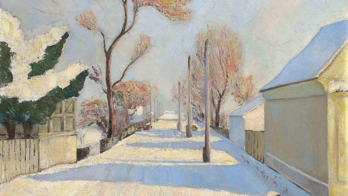 Postal con neve e un home só