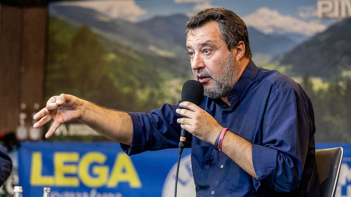 El vicepresidente de Italia, Matteo Salvini, en un acto el 22 de agosto en Pinzolo.