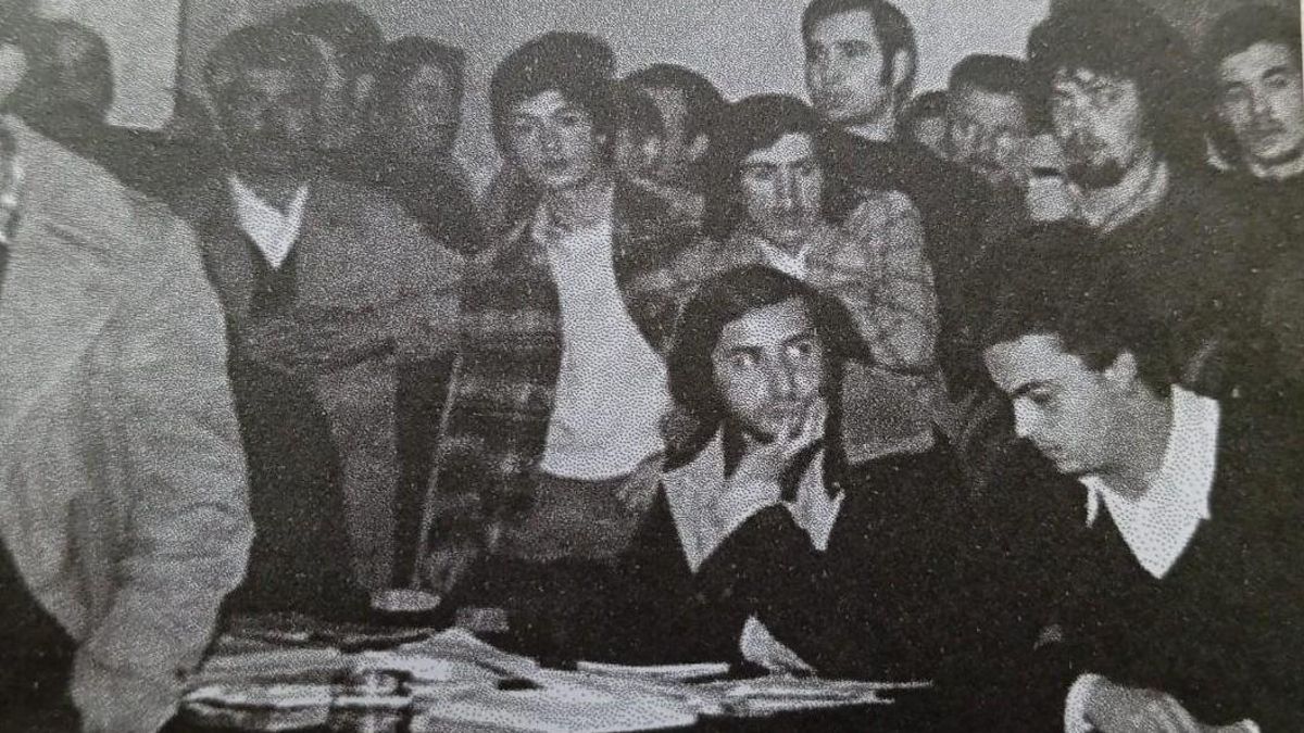 Una imagen de la huelga de la construcción de Lugo en 1977 en la que se puede ver a Xosé Manuel Díaz, dos años antes activo sindicalista en el paro obrero de As Pontes