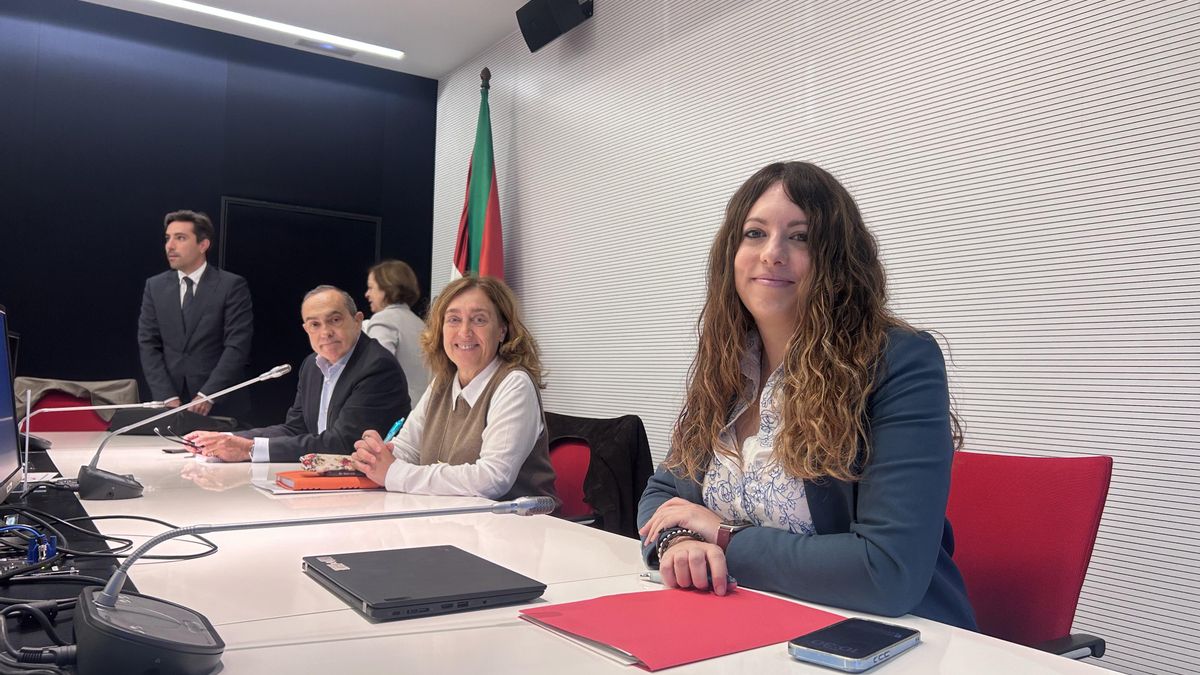 La consejera de Movilidad Sostenible, Susana García Chueca, entre otros representantes del Gobierno vasco, durante la reunión.