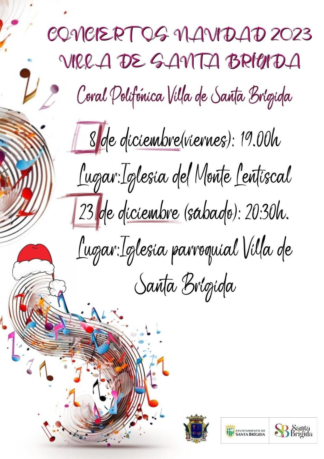 Cartel conciertos navideños en la Villa de Santa Brígida.