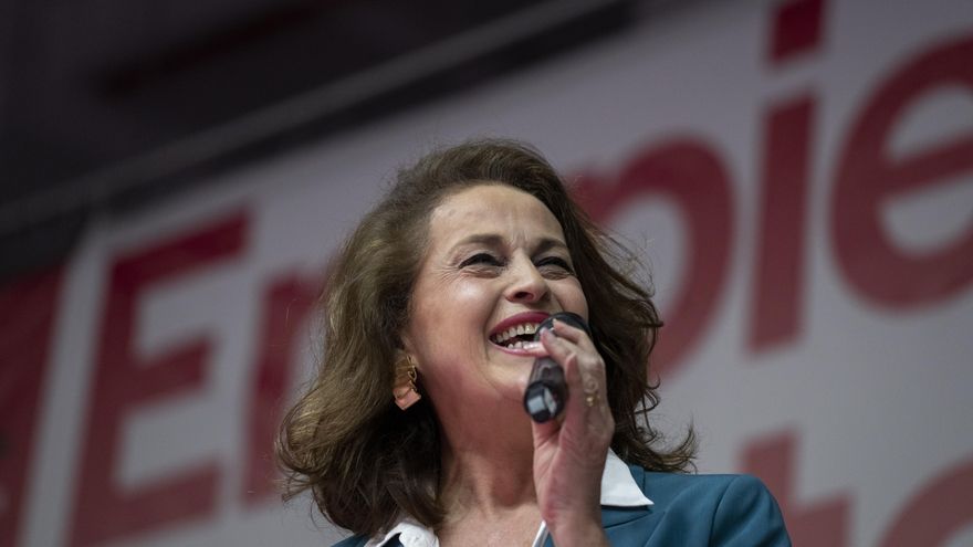 Carla Antonelli durante su discurso en el acto de Sumar de este domingo.