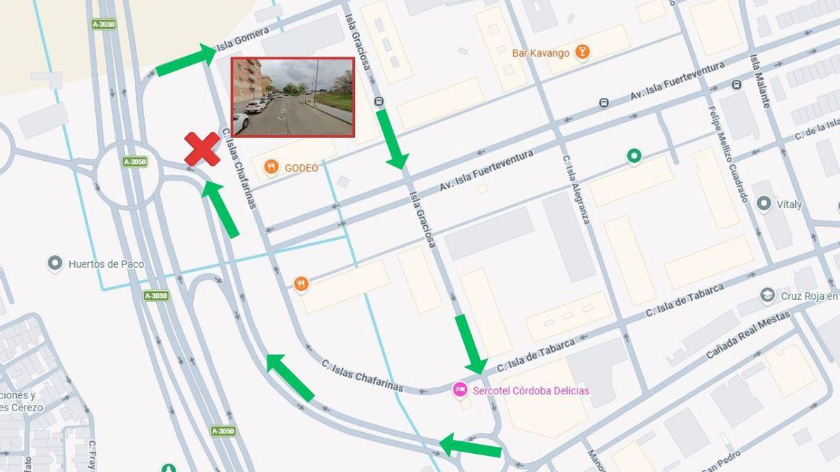 Plano del corte de tráfico.