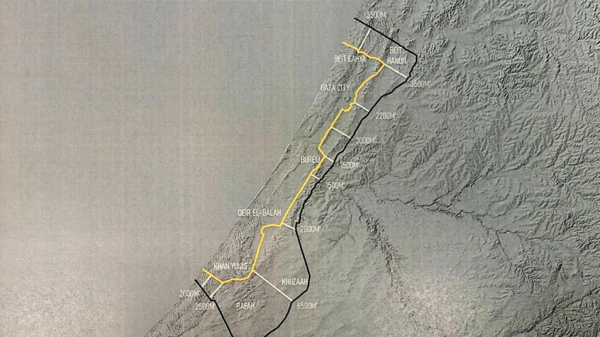 The map of the "initial withdrawal" of the Israeli army made public by Donald Trump