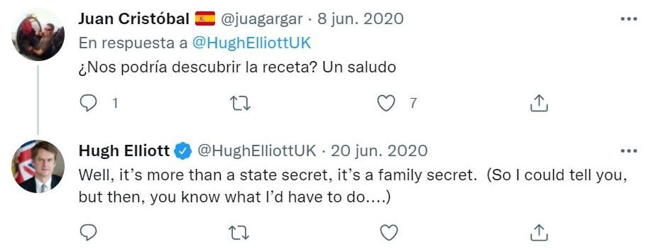 El embajador en 2020, cuando no soltaba prenda con su receta familiar.