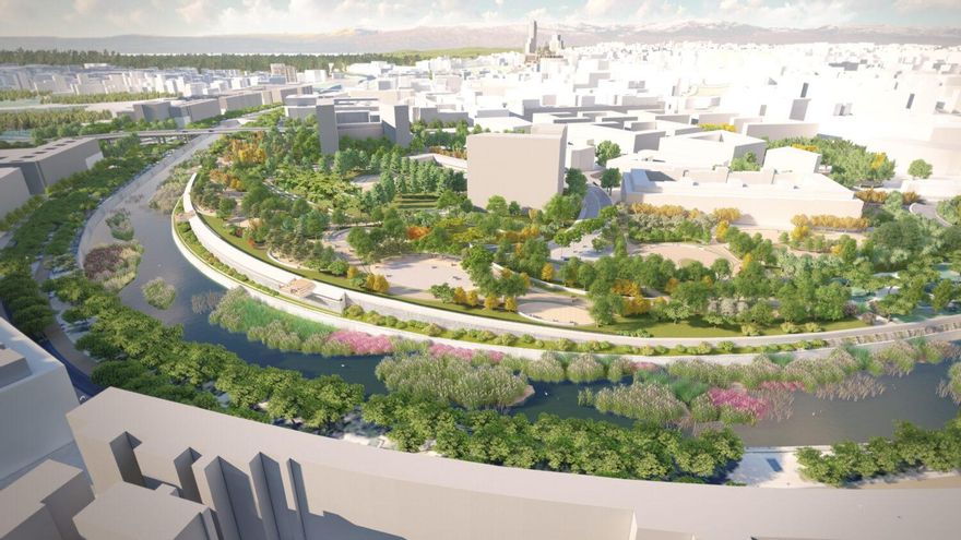 Jardines previstos cuando se presentó la cubrición de la M 30 sobre el Manzanares, en 2021