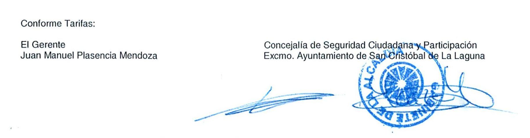 Rúbrica del Gerente de la ULL en el acuerdo de cesión temporal de la ULL para la celebración del I Congreso de Seguridad y Turismo