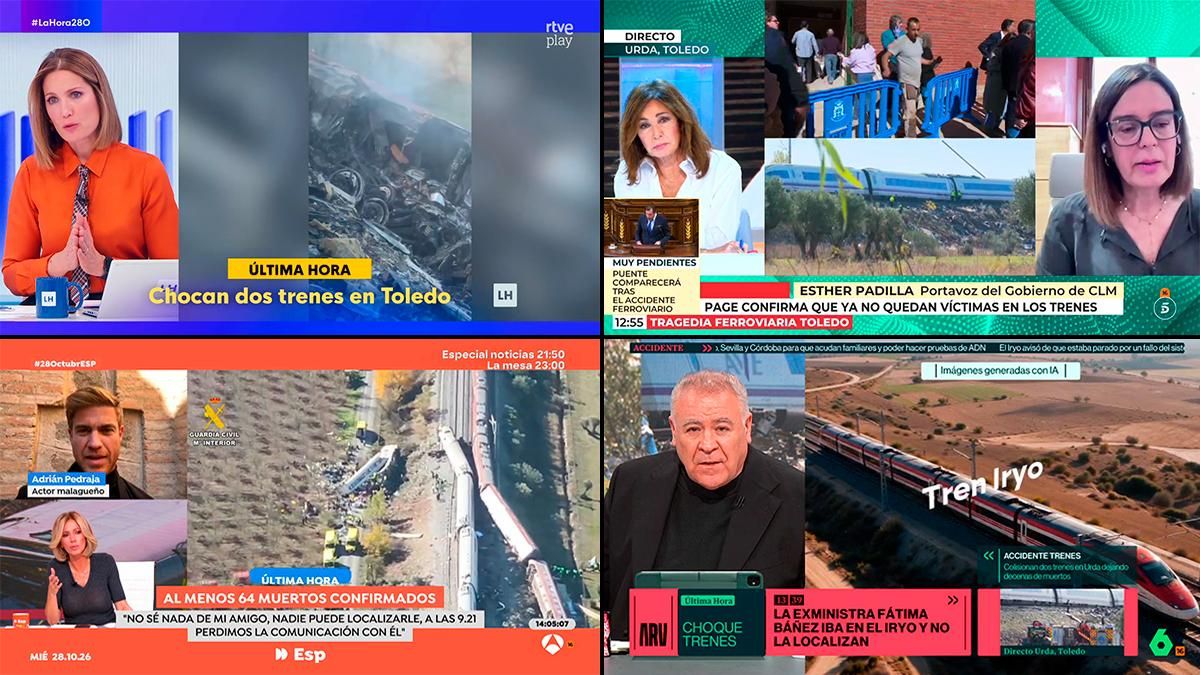 Imagen de la cobertura informativa del accidente ferroviario de Urda