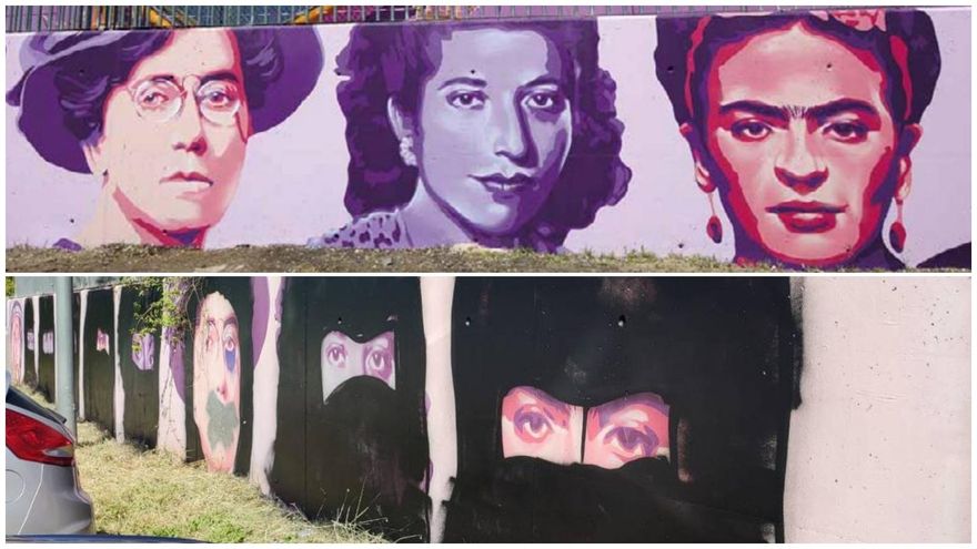 Vandalizan con mensajes islamófobos el mural feminista de Rivas, que será restaurado