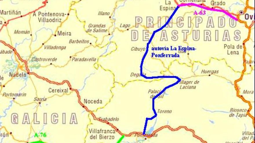 Proyecto de la autovía Ponferrada-La Espina para unir Asturias con la meseta por el Bierzo.