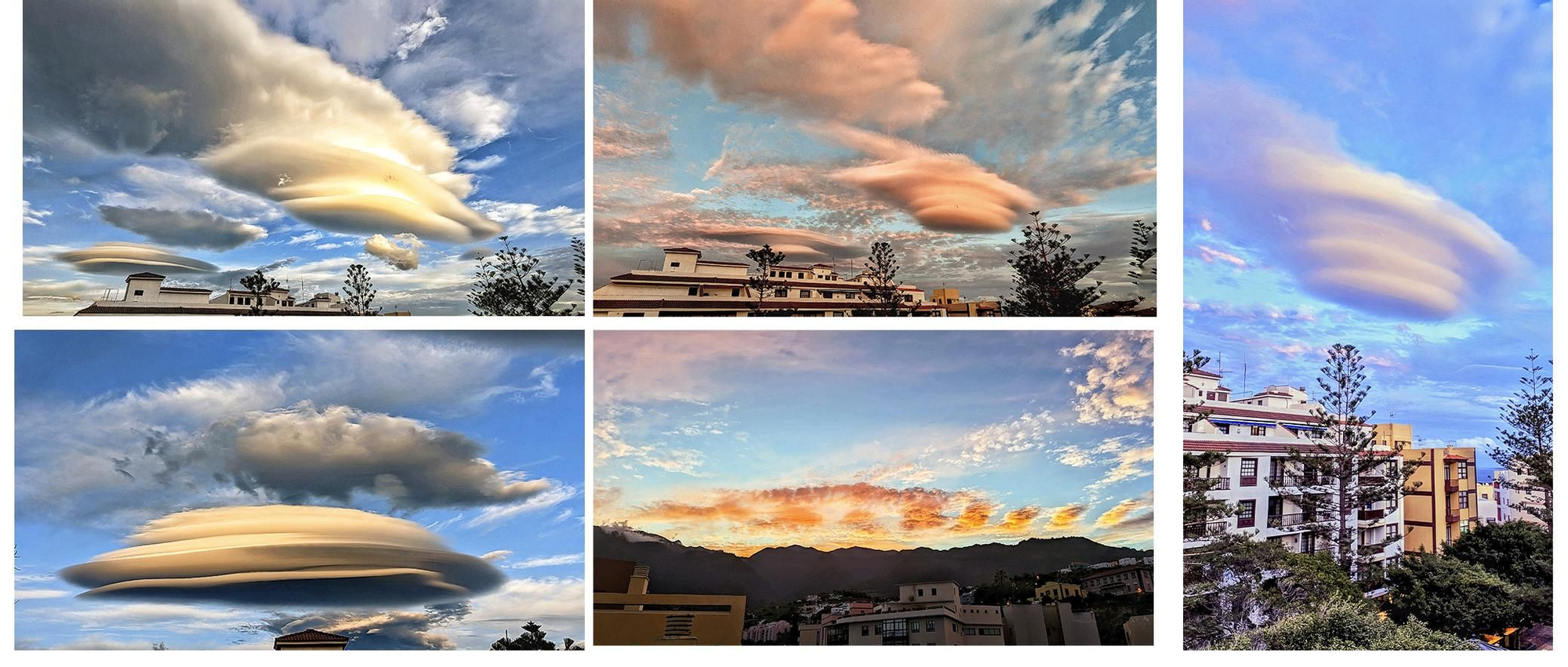 Serie de fotos de nubes lenticulares sobre Santa Cruz de La Palma seleccionada  este martes, como Imagen del Día de la Tierras.