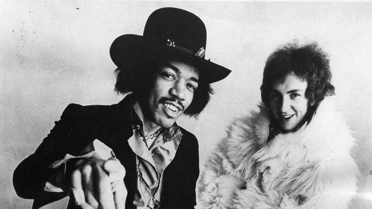 The Jimi Hendrix Experience en 1968. De izquierda a derecha: Jimi Hendrix, Noel Redding (sentado) y Mitch Mitchell