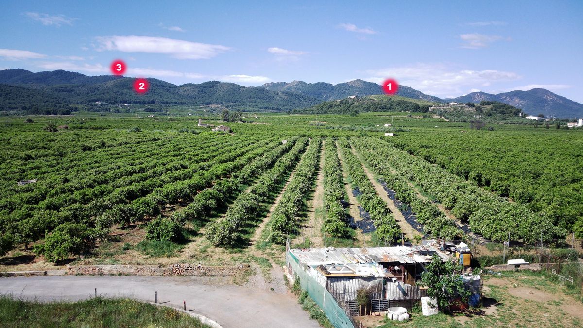 El Rodaor (1),  primer centre de resistència republicana atacat per les tropes rebels. La primera fase de l’ofensiva continua per Colera (2) fins a arribar a les Penyes Aragoneses (3).