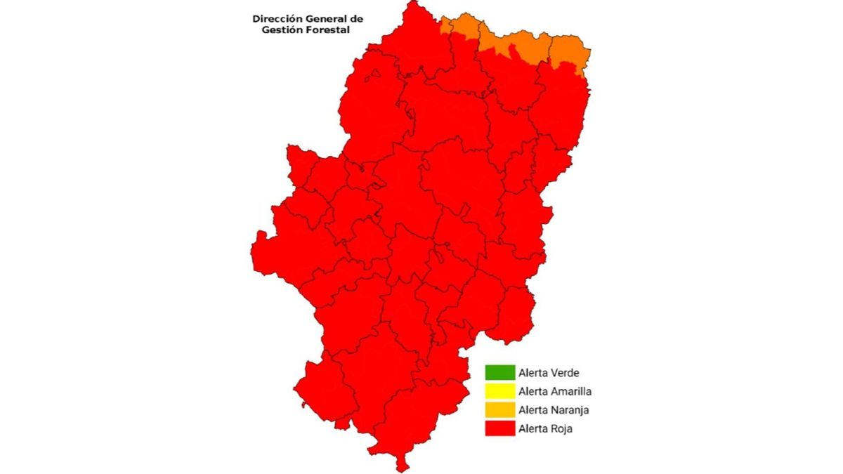 Alerta roja por peligro de incendios forestales en casi todo el territorio aragonés: estas son las limitaciones