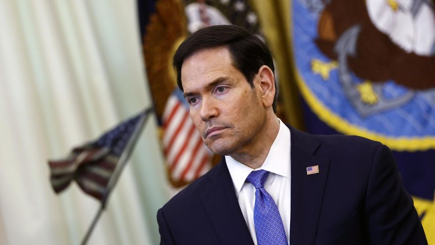 Marco Rubio en el Despacho Oval, después de la reunión con los representantes de Israel y Líbano en Washington, el 23 de abril de 2026.