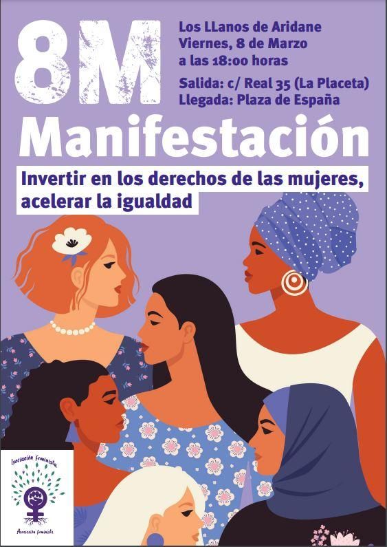 Cartel de la manifestación del 8M en Los Llanos de Aridane.