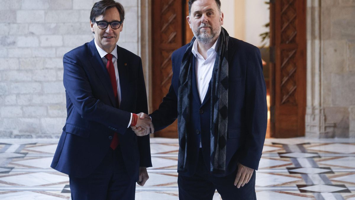 El presidente de la Generalitat, Salvador Illa, se reúne con el lider de ERC, Oriol Junqueras, tras alcanzarse un acuerdo sobre el nuevo sistema de financiación
