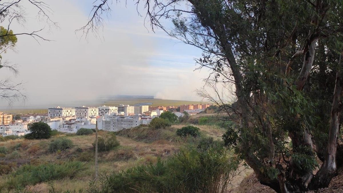 Imagen de los dos focos del incendio en Marismas del Burro.