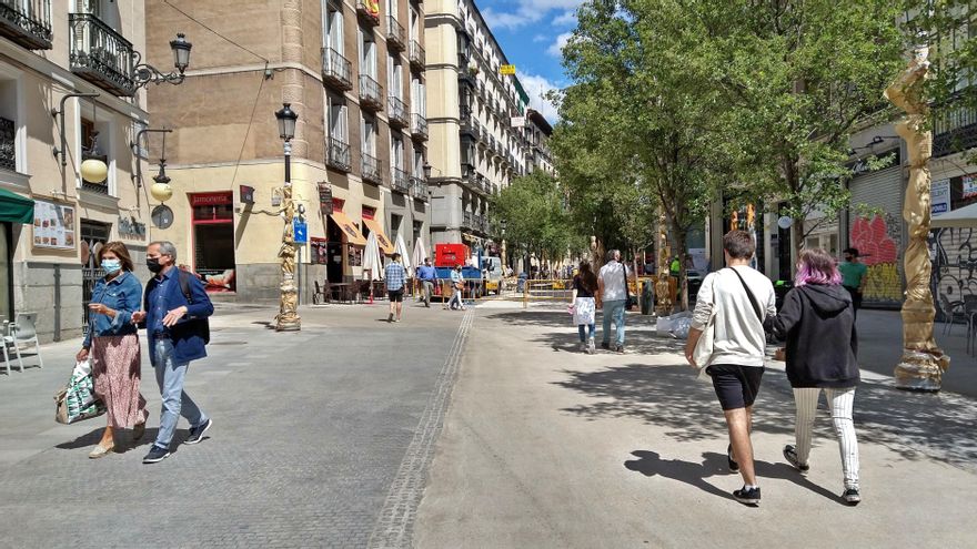 Zona de la calle Arenal de Madrid con el pavimento descontaminante