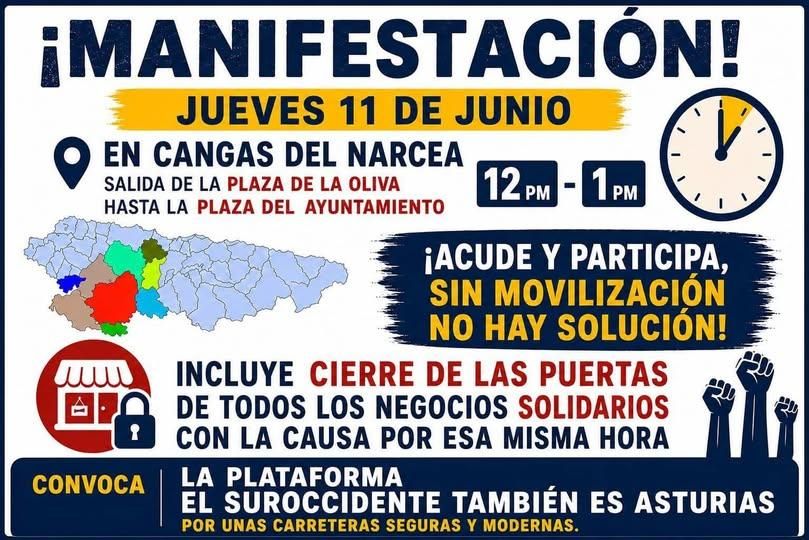Manifestación convocada en Cangas del Narcea para exigir mejores infraestructuras.