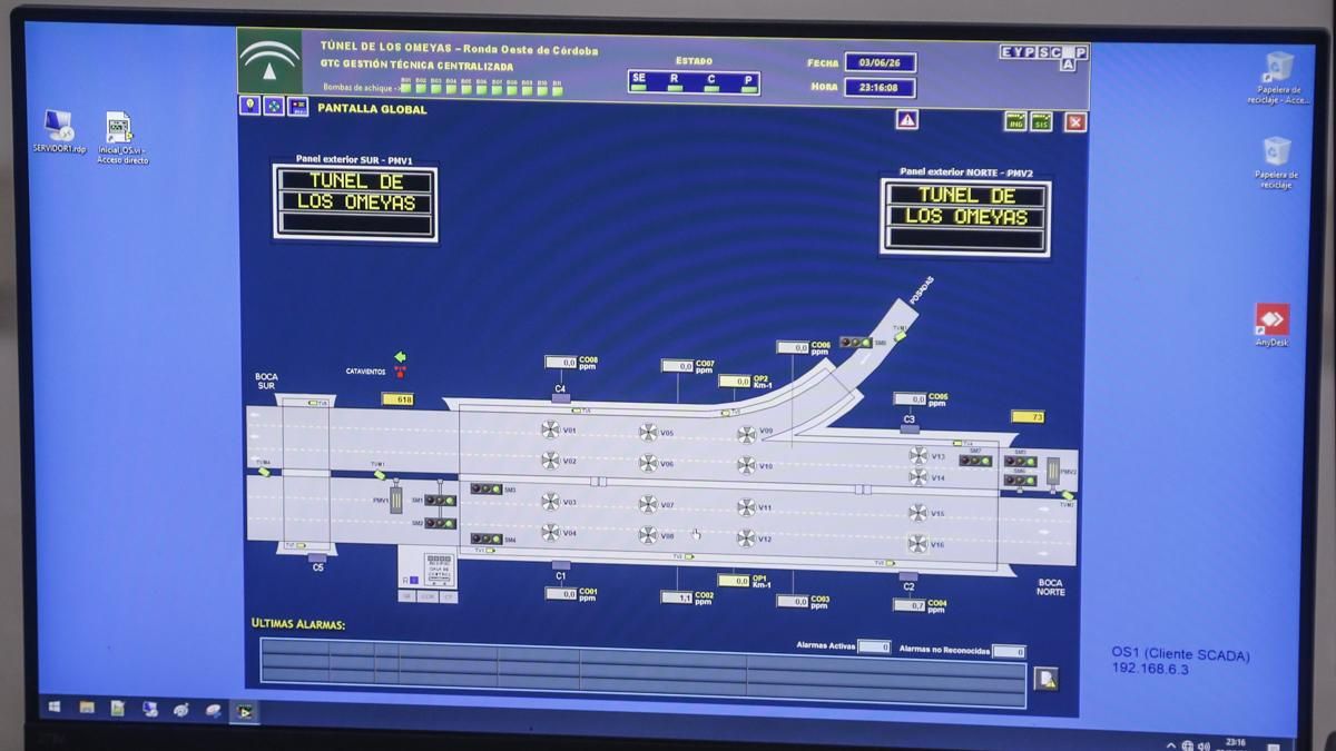Centro de control en el simulacro de accidente en el túnel de los omeyas