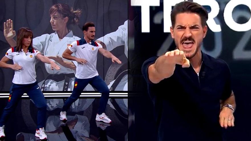 Sandra Sánchez y Damián Quintero trasladan sus katas de los Juegos Olímpicos al 'Telediario' y 'Espejo Público'